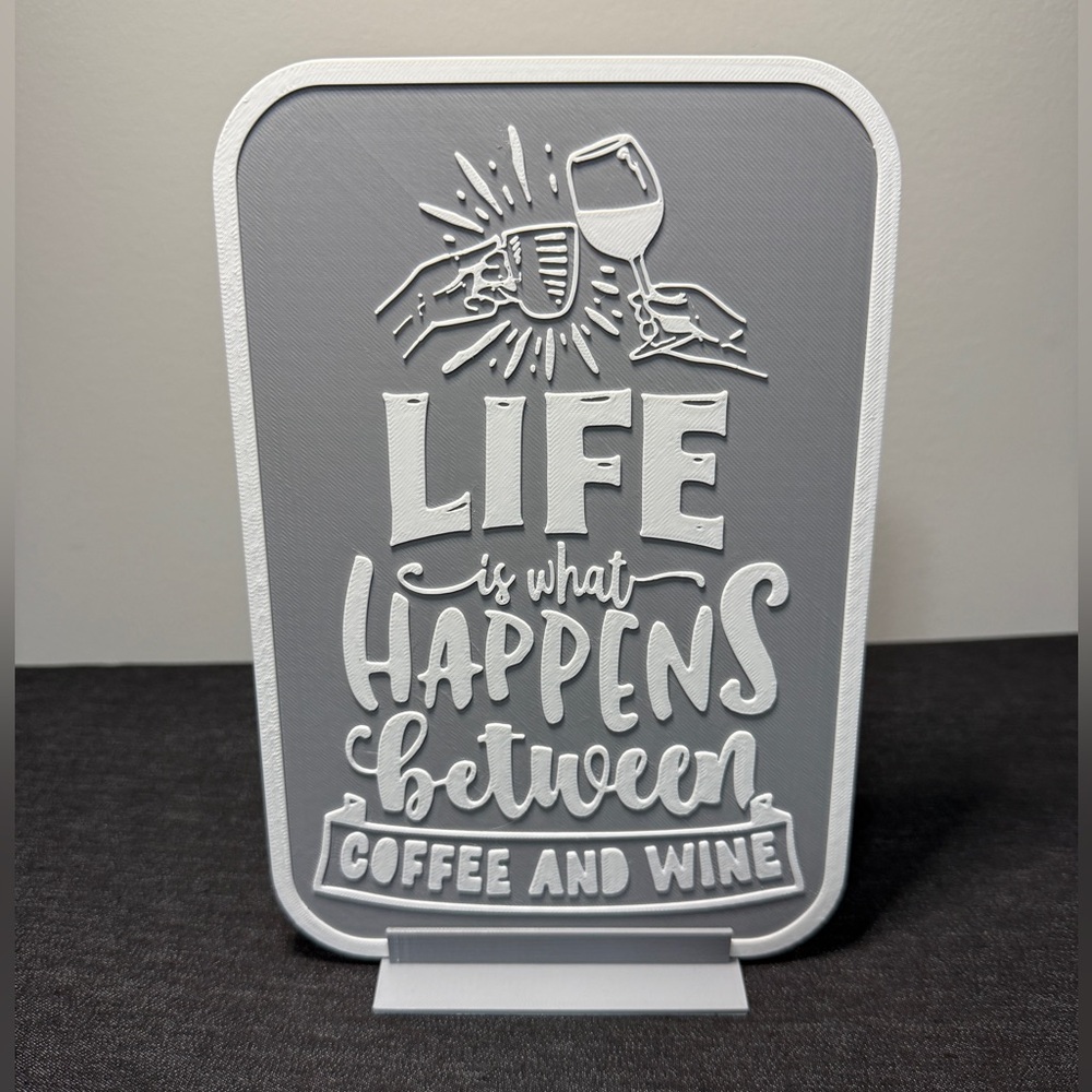 Coffee Saying Wall Plaque – Coffee and Wine – Funny Coffee Quote